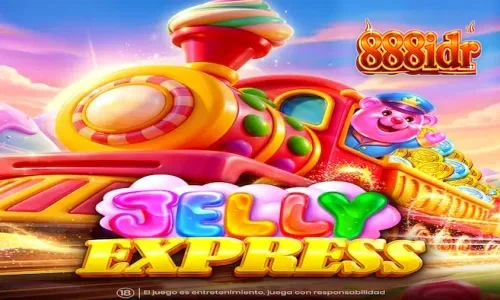 Tampilan visual ceria dari slot Jelly Express dengan latar belakang permen.